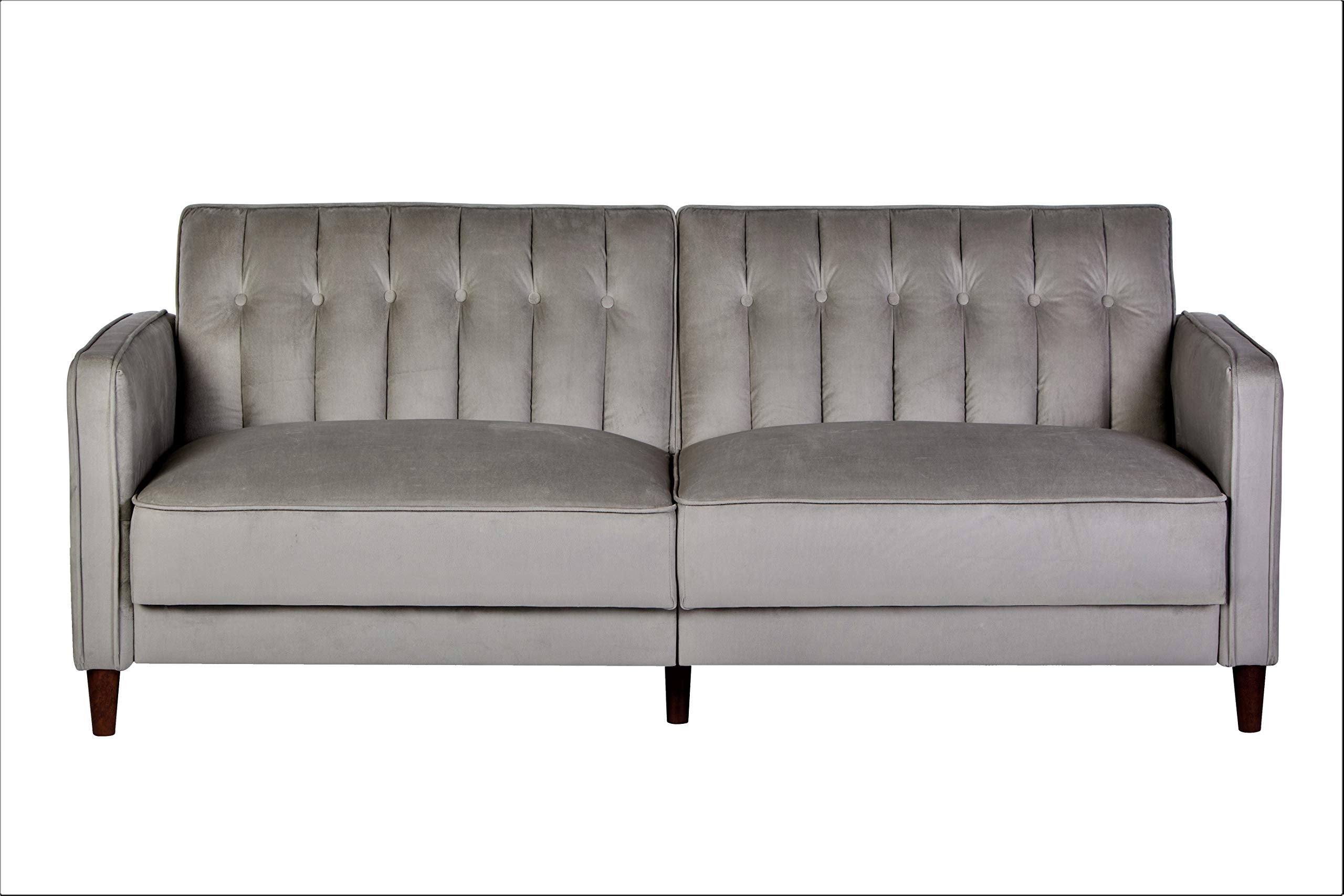Anastasia Mid Century Modern Velvet Tufted Convertible Sleeper Sofa, 81", Grey