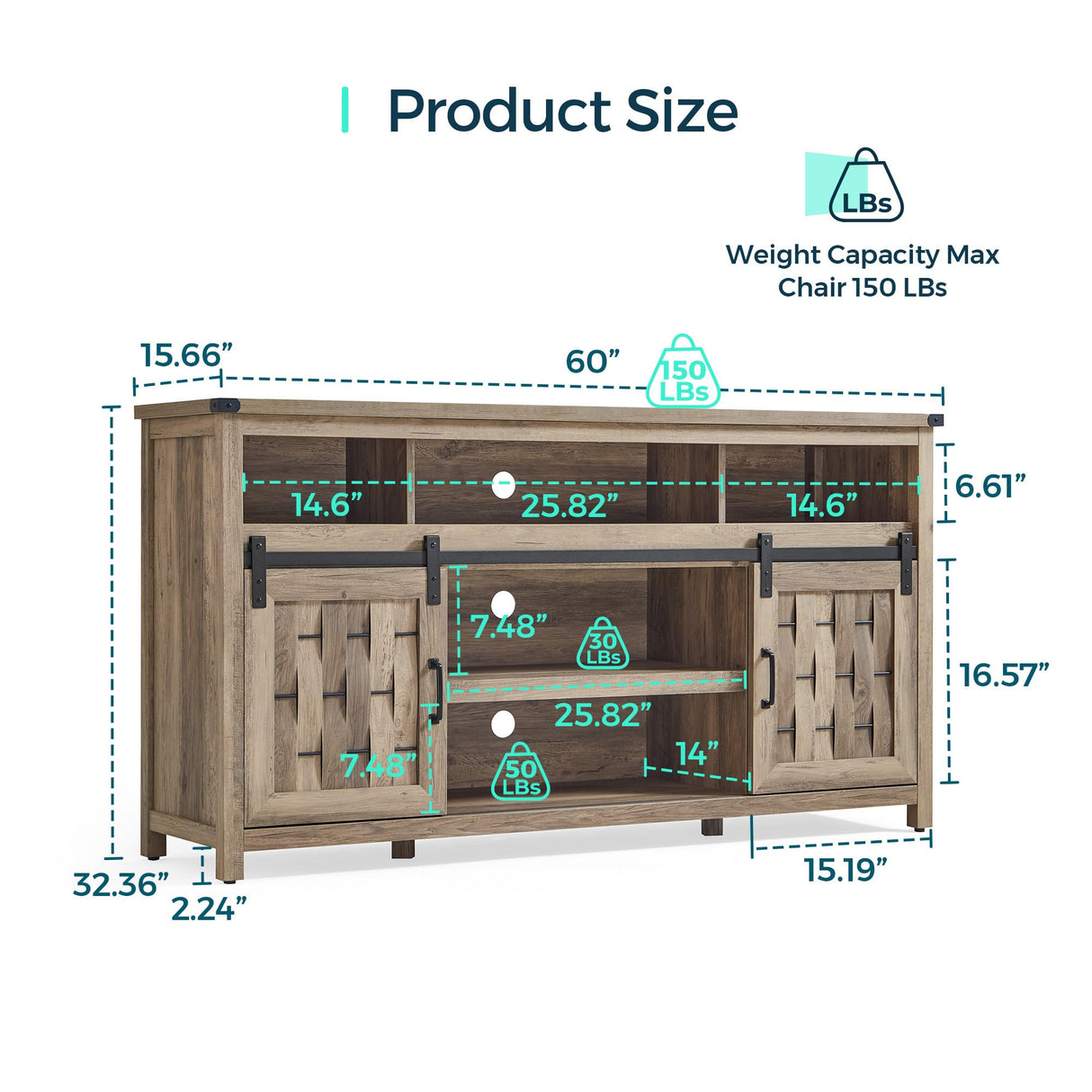 Farmhouse TV Stand for 65 Inch TV, Tall Highboy Entertainment Center