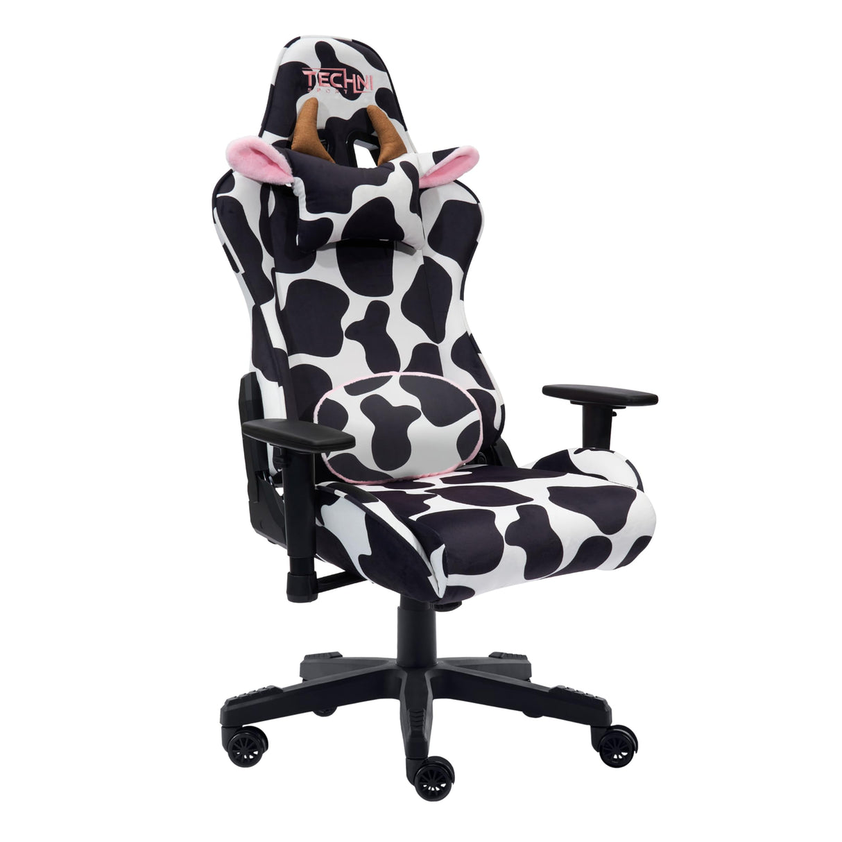 Cow Print Gaming Chair - Ergonomic Office Chair with Memory Foam & Lumbar Support