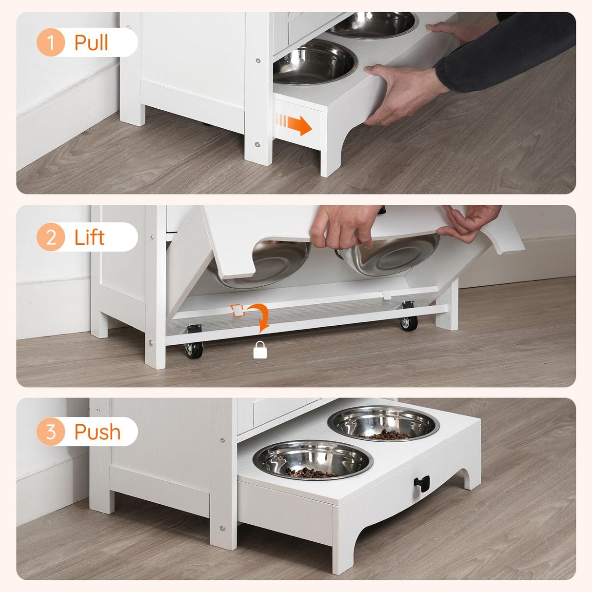 Elevated Dog Feeding Station with Storage Cabinet