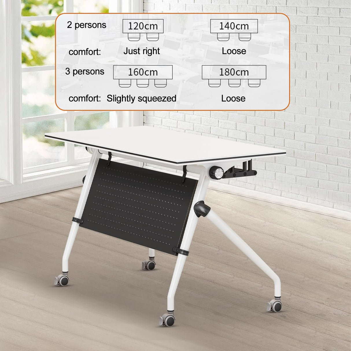 Conference Room Table,Conference Table,Flip Top Mobile Training Table Modern Conference Room Table with Iron Baffle Silent Wheels for Office Meeting Conference Room (4PCS 70.9in)