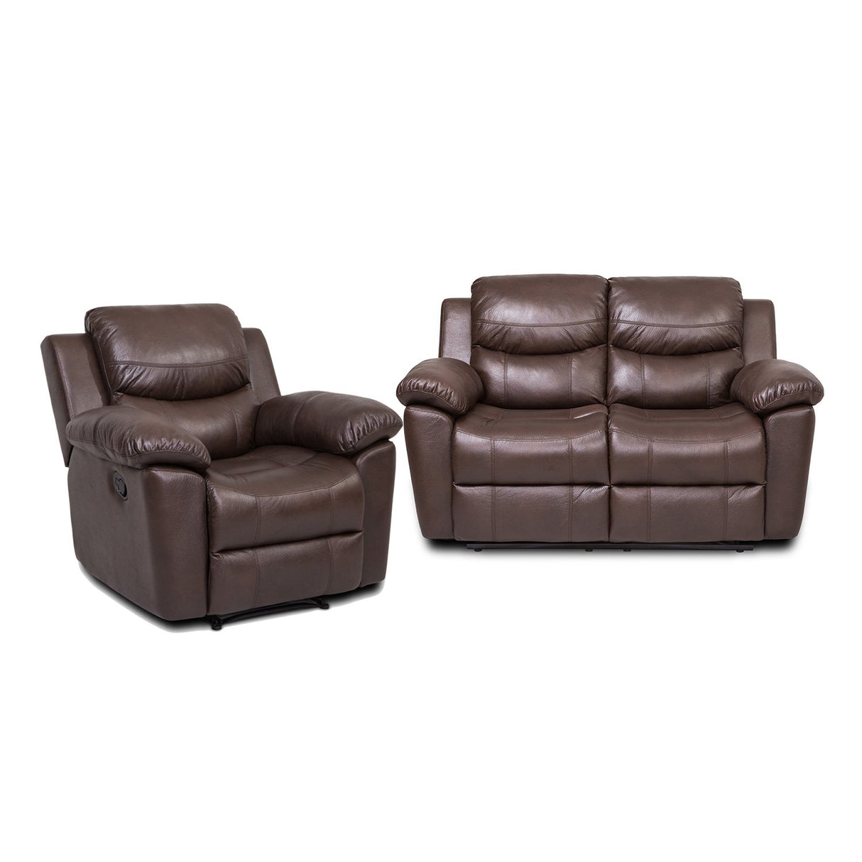 Pieces Bonded Leather Recliner Furniture Sofa Set, Reclining Chair and Reclining Loveseat