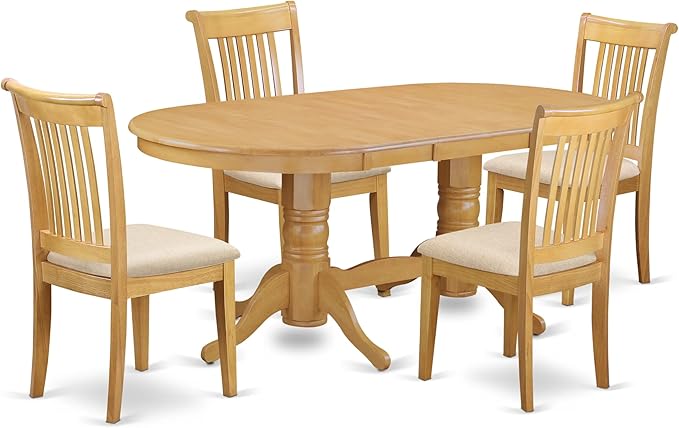 VAPO9-OAK-C 9 Piece Dining Table Set Includes an Oval Wooden Table with Butterfly Leaf