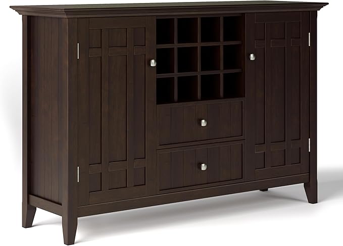 Bedford Solid Pine Wood 54 inch Rustic Sideboard Buffet Credenza in Dark Tobacco