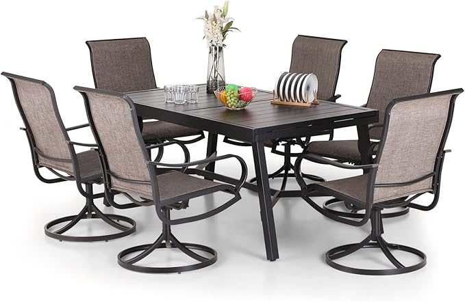 9 PCS Patio Dining Set, Outdoor Table and Chair Set with 8 Swivel Dining Chair