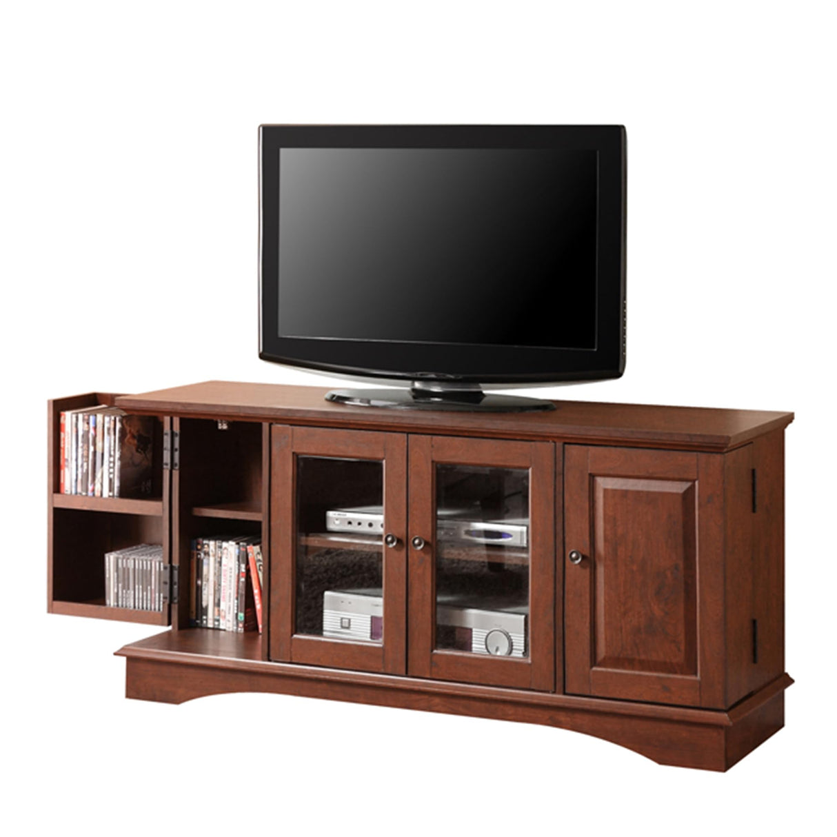 Traditional Wood Universal TV Stand with Storage Cabinets for TV's up to 65"