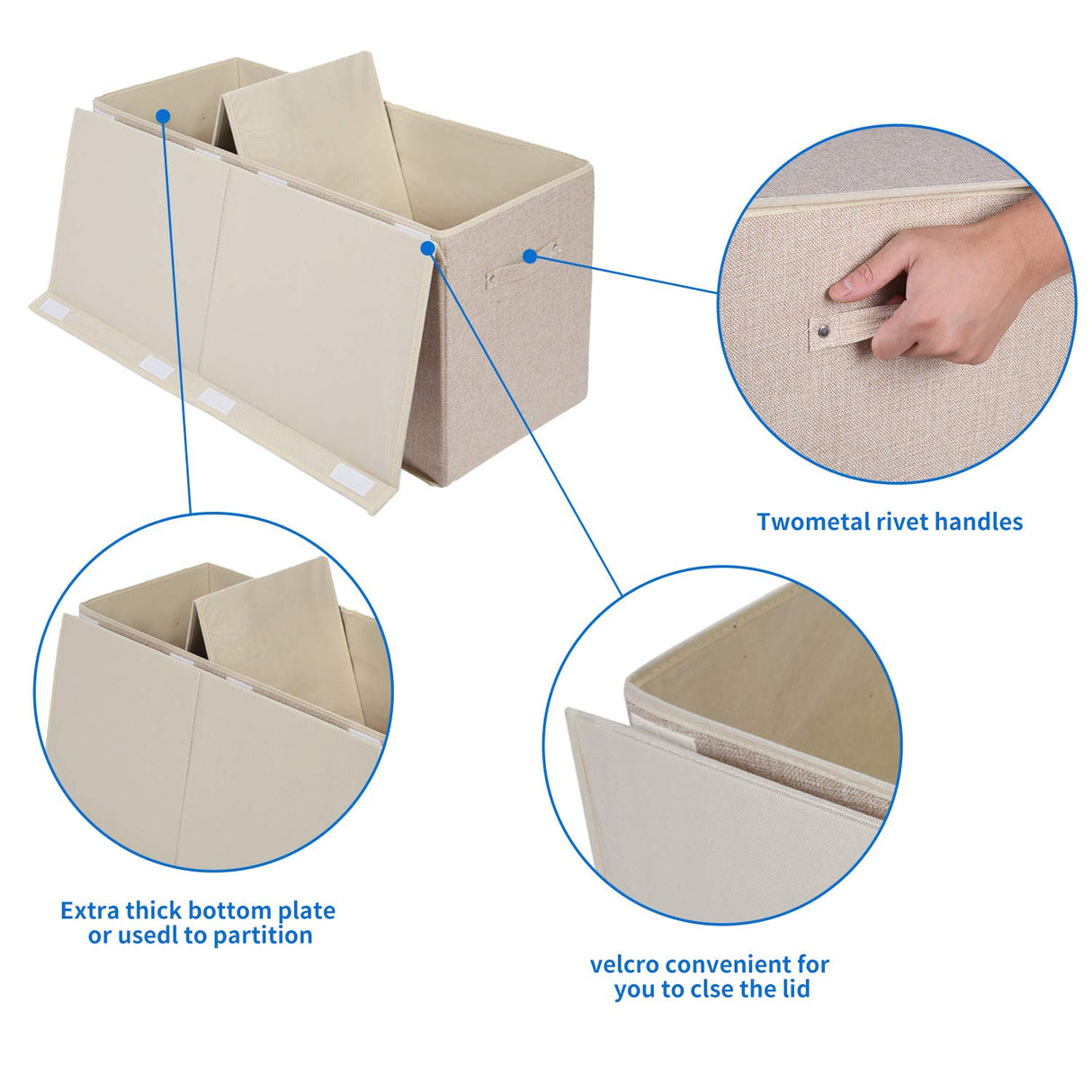 popoly Large Toy Box Chest Storage with Flip-Top Lid, Collapsible Kids Storage Boxes Container Bins for Toys, Playroom Organizers, 25"x13" x16"(Linen Beige)