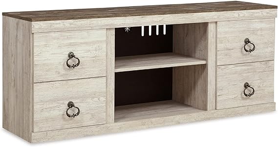 Modern Farmhouse TV Stand, White & Light Brown