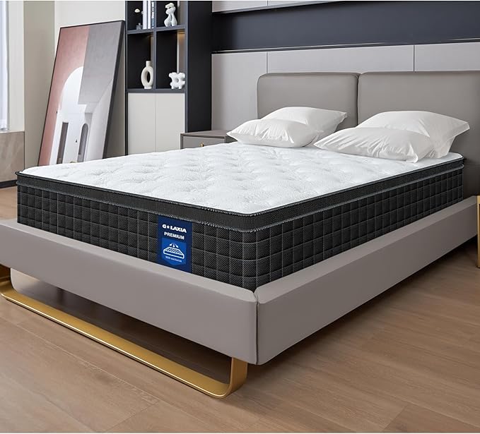 12 Inch White Queen Spring Mattress,Medium Firm with Gel Memory Foam,Individually Pocketed Coil