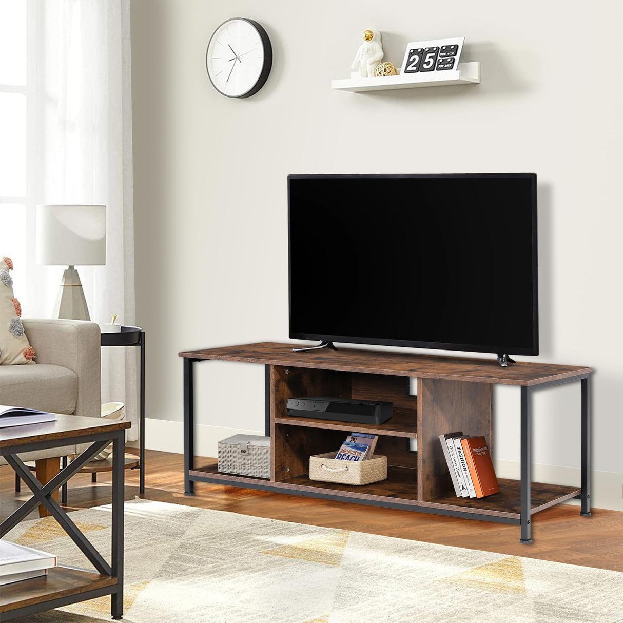TV Stand for Up to 55 Inch TVs, Accent TV Cabinet with Open Shelf for Living Room