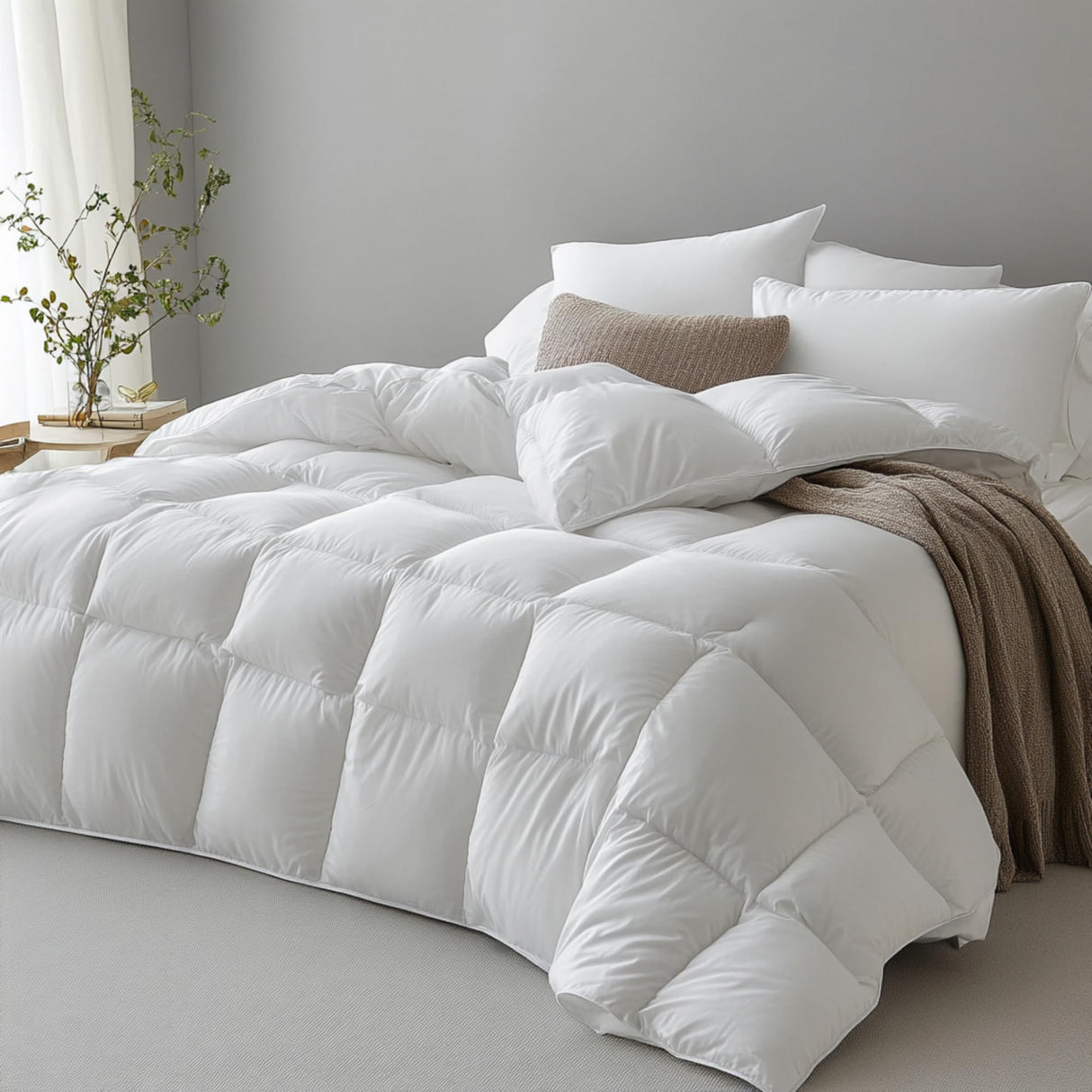 White Feather Down Fiber Comforter Queen Size, Hotel Collection Luxury Hypoallergenic