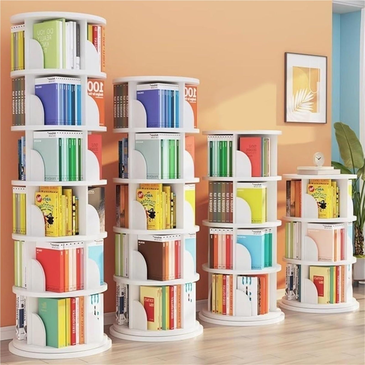 Rotating Bookshelf,Corner Bookshelf Revolving Bookcase 360° Rotating Storage Display Rack