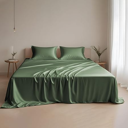 Eucalyptus Silk Tencel Sheets Set Queen Size 4Pc