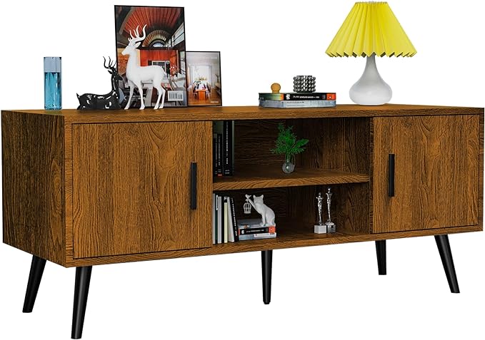 Mid-Century Modern 45" TV Stand with 2 Side Doors Entertainment Center Console