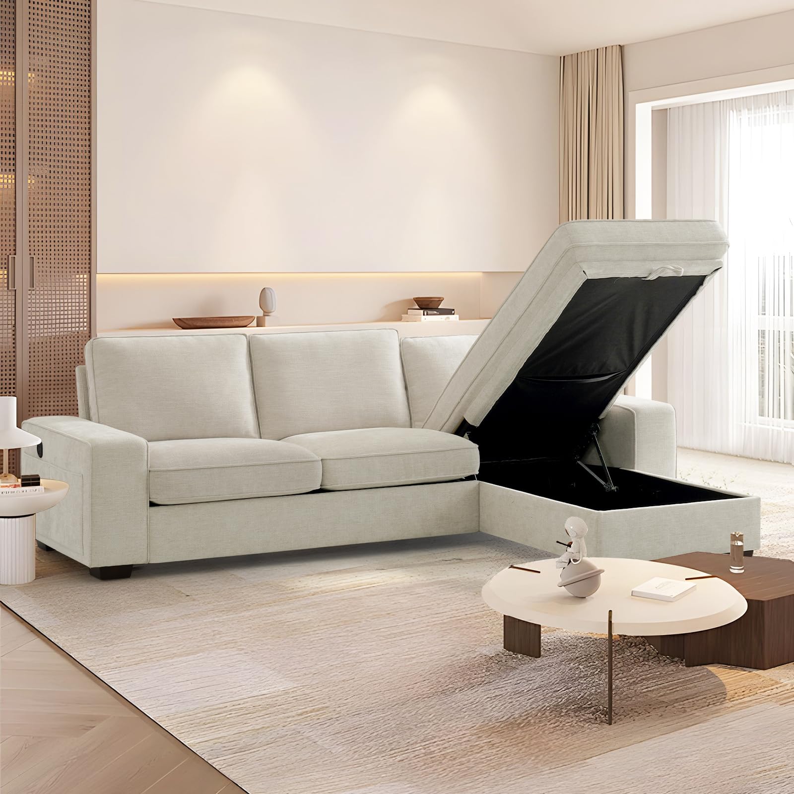 99" Convertible Sectional Sofa Couch with Chaise Storage, Modern L Shaped Reversible