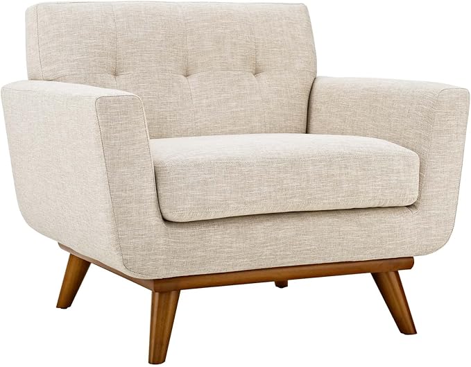 Engage Mid-Century Modern Upholstered Fabric Loveseat in Azure