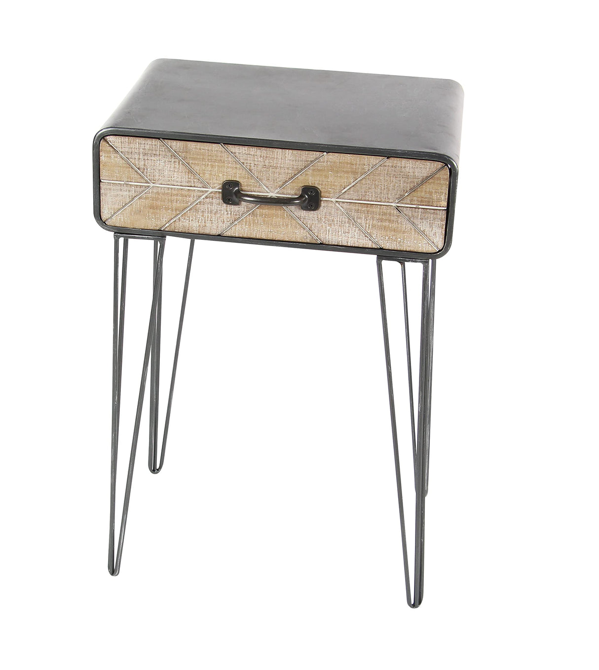 Metal Side End Accent Table Single Drawer End Table, Side Table 17" x 12" x 26", Black