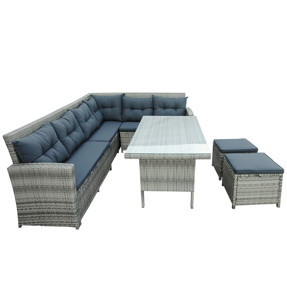 Patio Conversation Sets 6-Piece Patio Furniture Set Outdoor Sectional Sofa