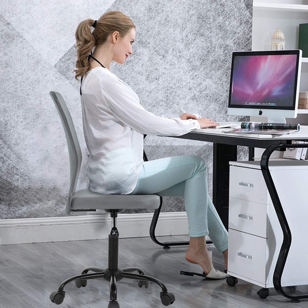 Simple Mesh Office Chair, Ergonomic Office Chair Armless Home Office Chair Adjustable