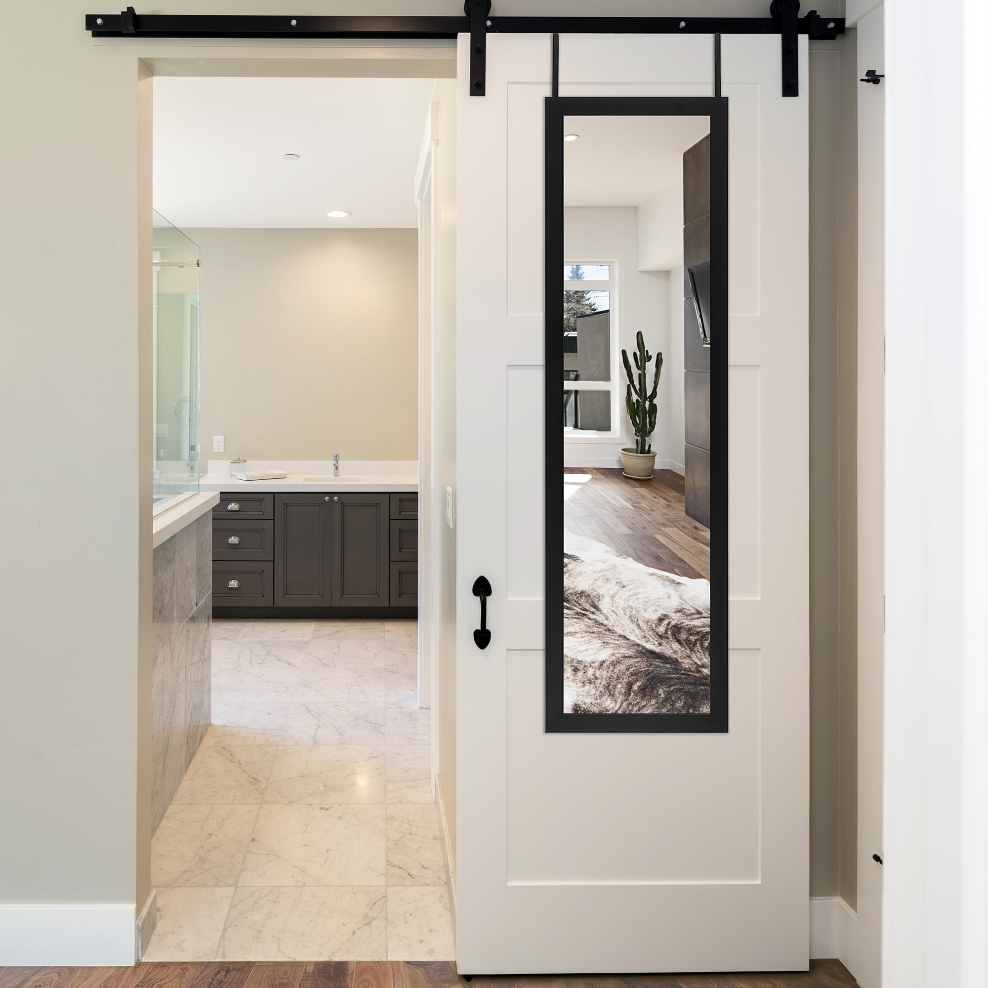 Black Over The Door Mirror - Full Length Hanging Door Mirror