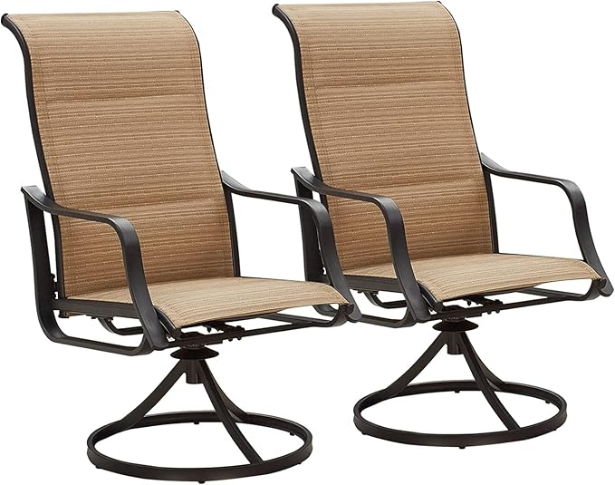 Patio Dining Chairs High Back Outdoor Swivel Rocker Set with All Weather Frame (Blue