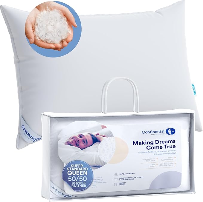 Comfort and Support 50/50 Pillow, Super Standard (Pack of 2)