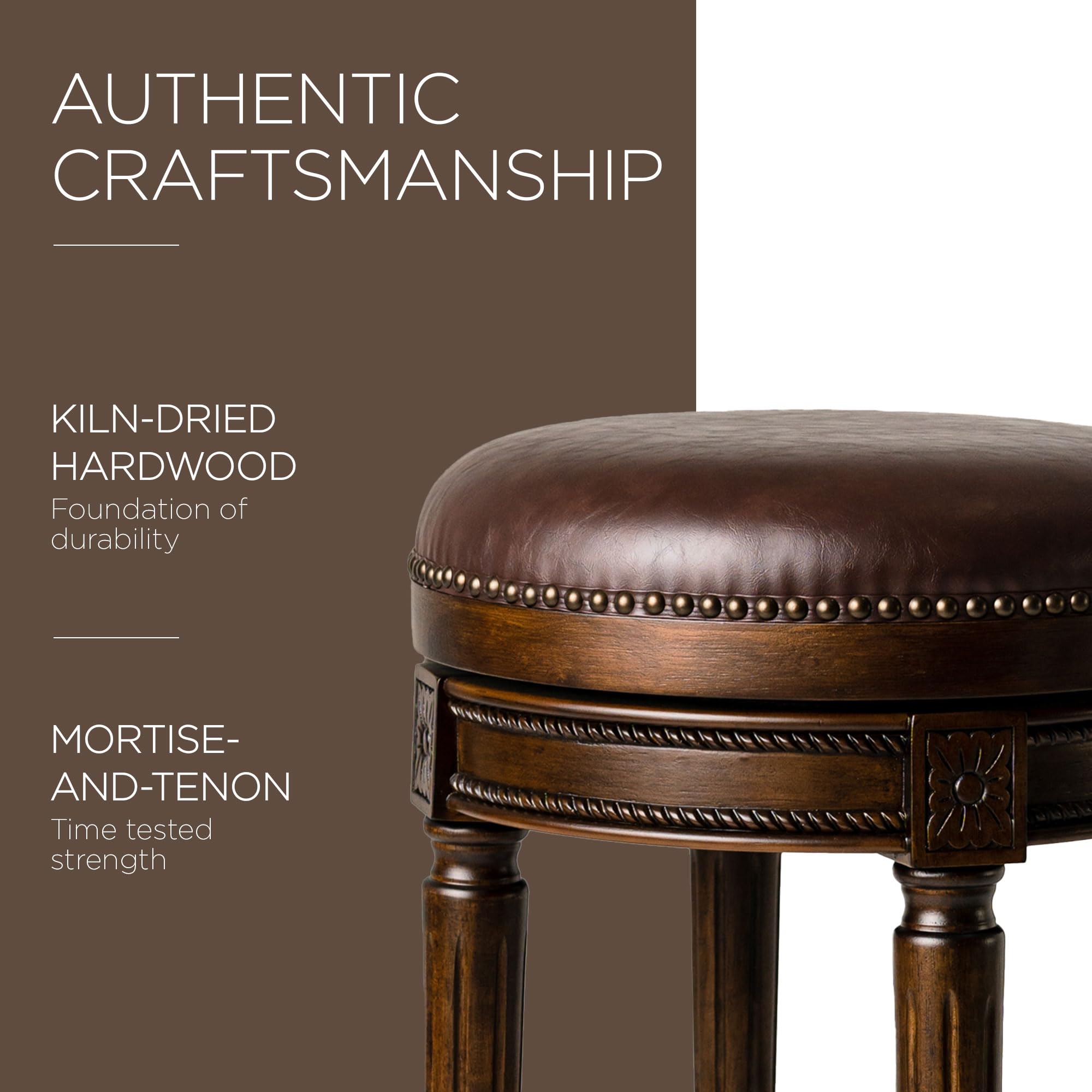 Pullman 31 Inch Tall Bar Height Upholstered Backless Barstool in Dark Walnut Finish