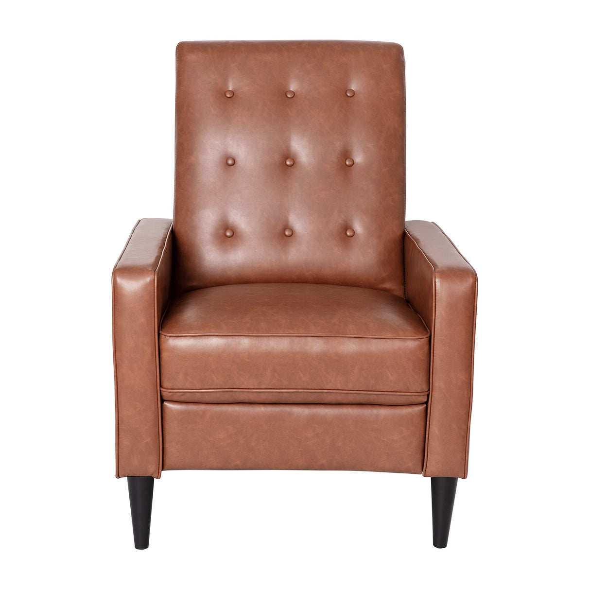 Erza LeatherSoft Button Tufted Pushback Recliner, Mid-Century Modern