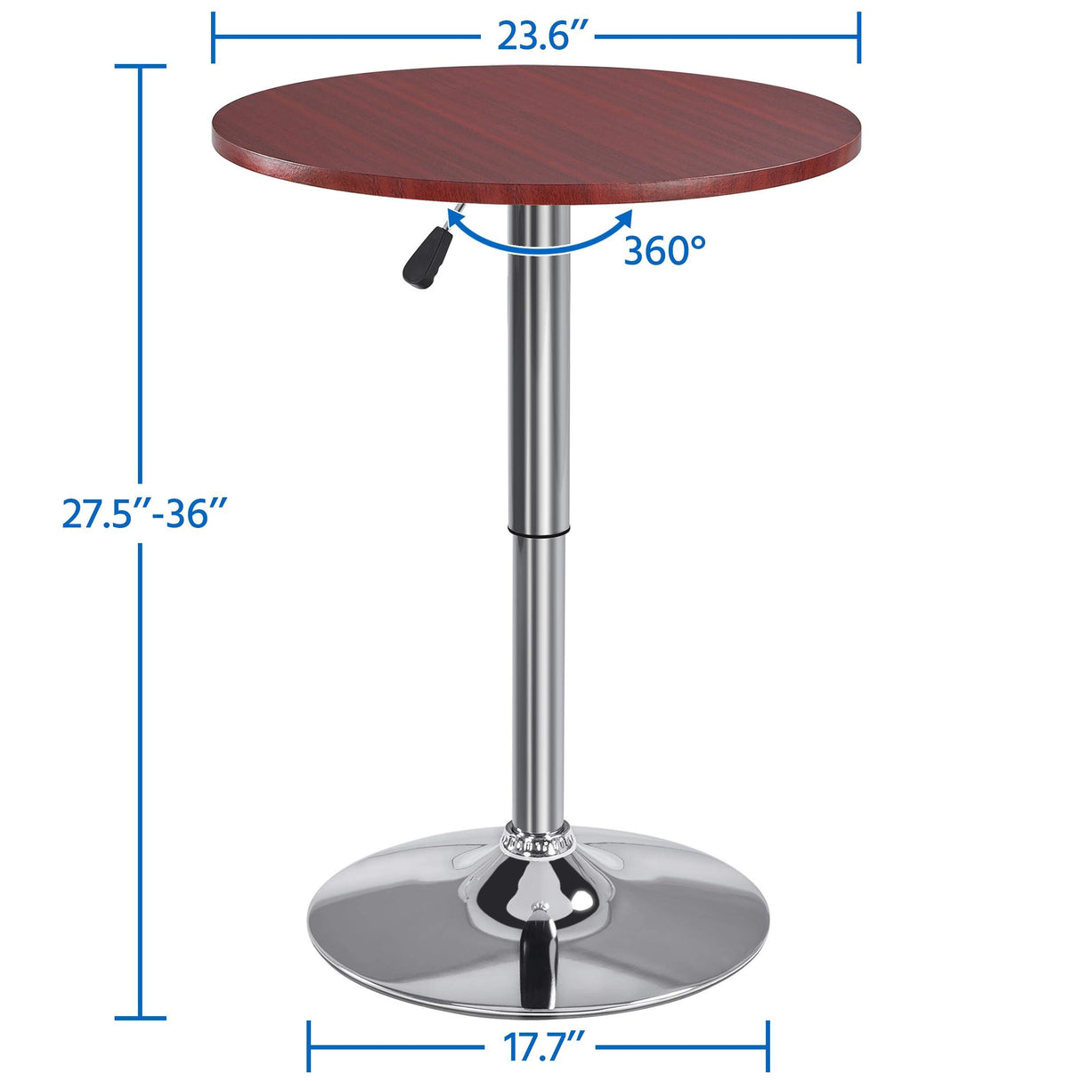 Height Adjustable Round Pub Table Counter Bar MDF Top Table 360 Degree Swivel