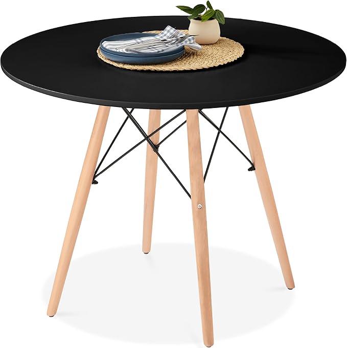 35.5 Inch Round Dining Table - Mid-Century Modern Kitchen Table for 2-4 People
