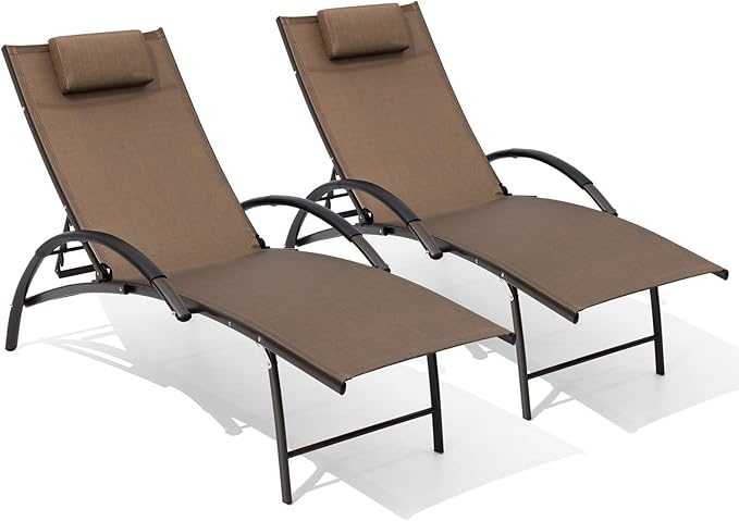 Chaise Lounge Chair Outdoor Set of 2 - Pool Lounge Chair