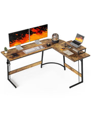 L Shaped Gaming Desk Computer Office Desk, 67 inch Corner Desk with Large Monitor Stand for Home Office Study Writing Workstation, Rustic Brown