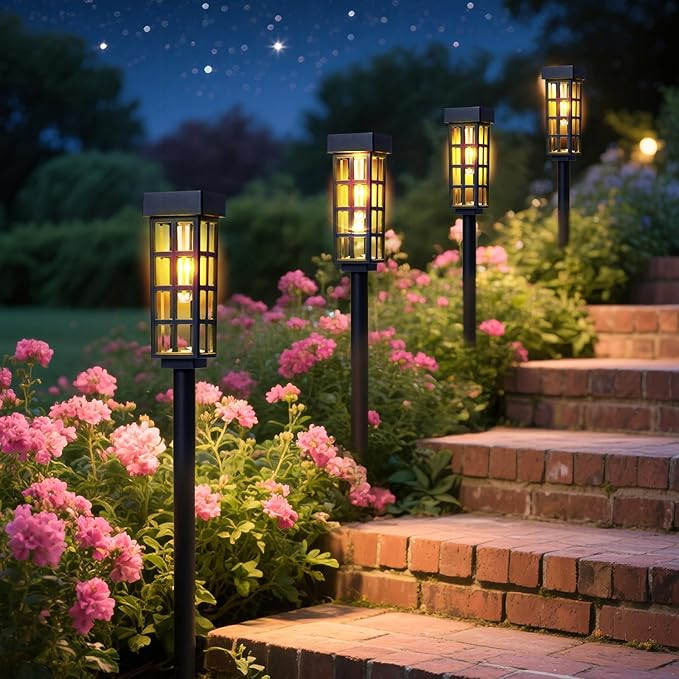 24" Solar Pathway Lights Outdoor, 8 Pack Bright Garden Light with Auto On/Off