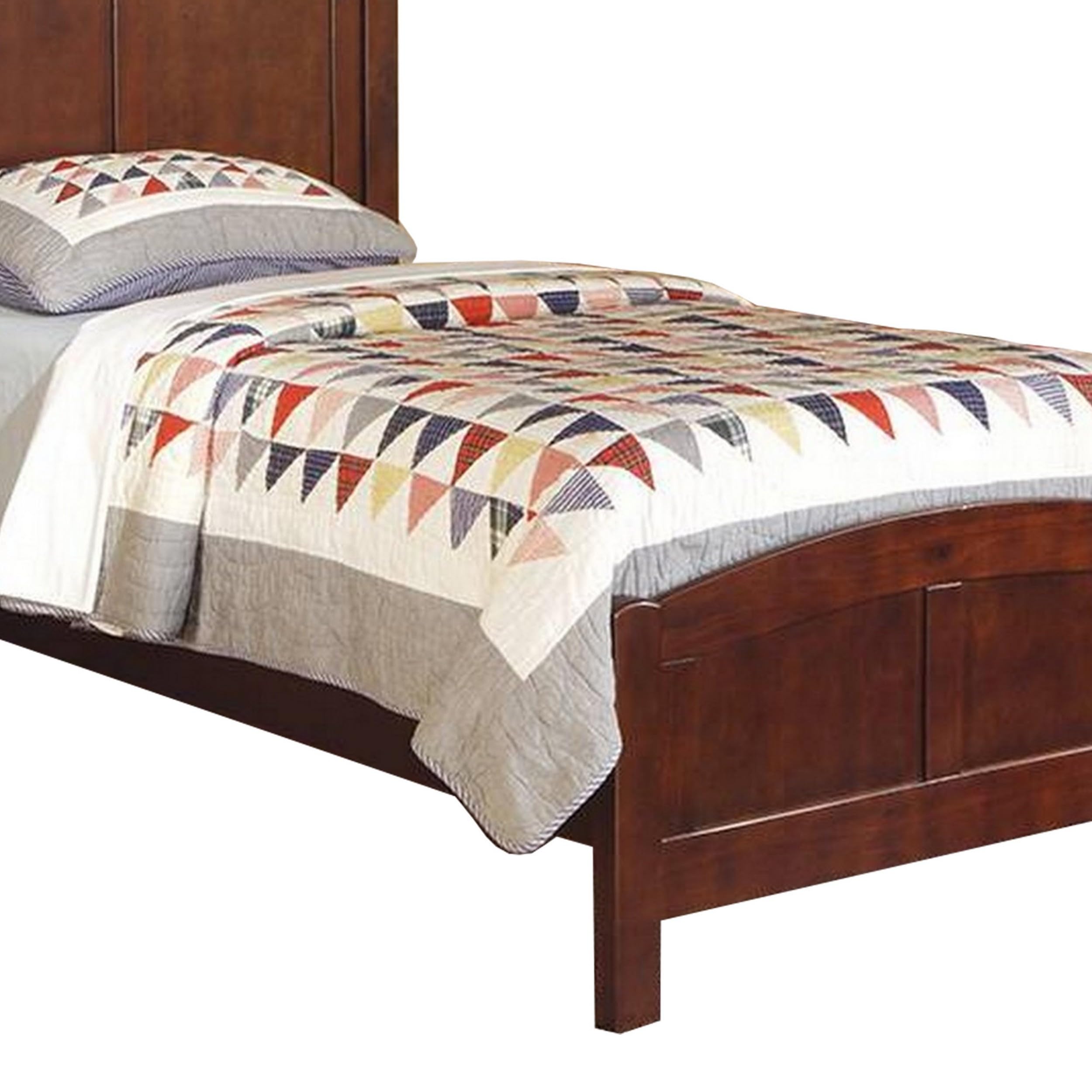 Arched Headboard and Footboard, Dark Cherry Brown Wood