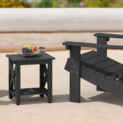 LUE BONA Small Outdoor Side Table, HDPS Adirondack Patio End Table with 2 Tier for Porch, Pool, Garden, Weather Resistant, Indoor or Outdoor Use, Black - Bircata