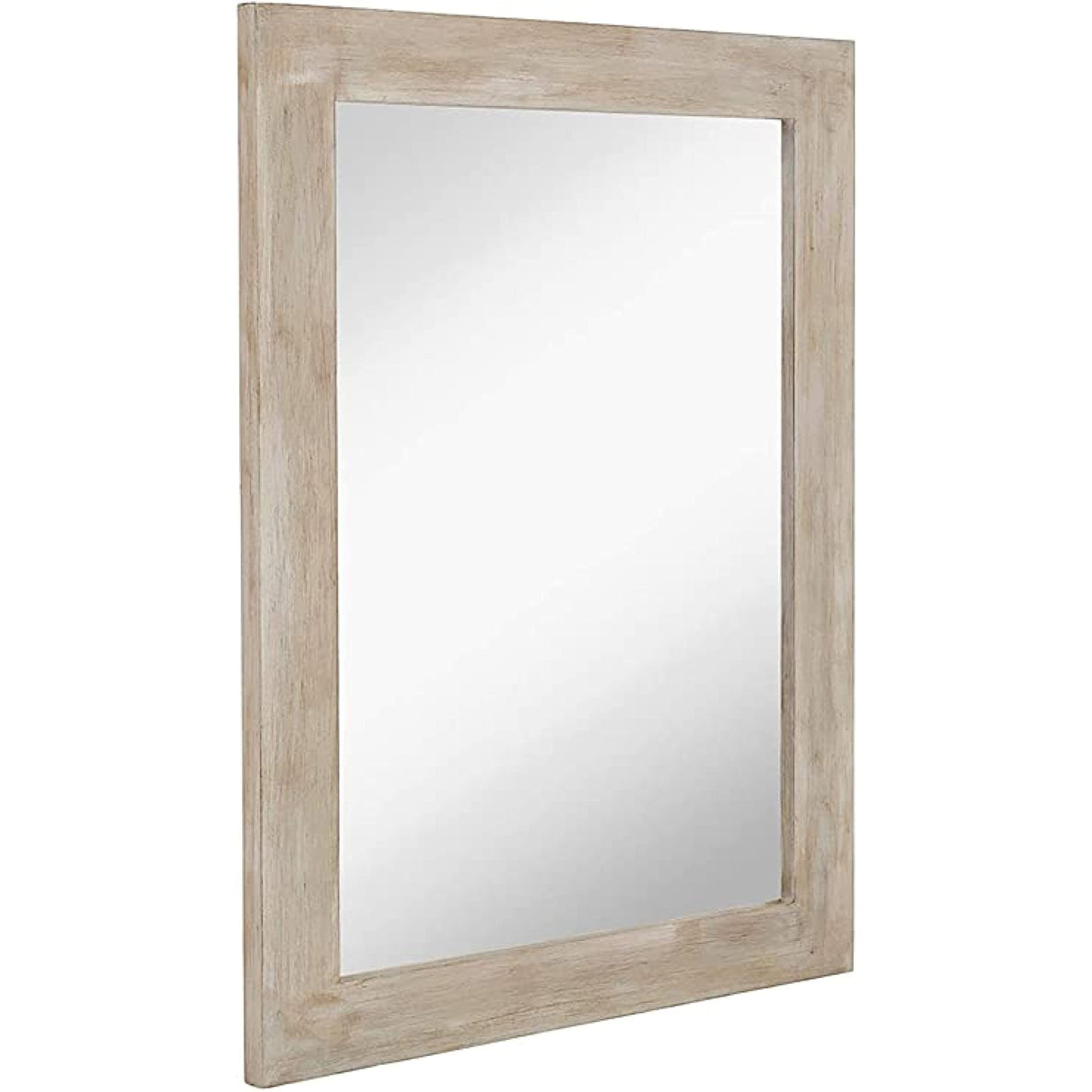 30" x 40" Rustic Wood Framed Rectangular Mirror | White Washed Vanity Mirror