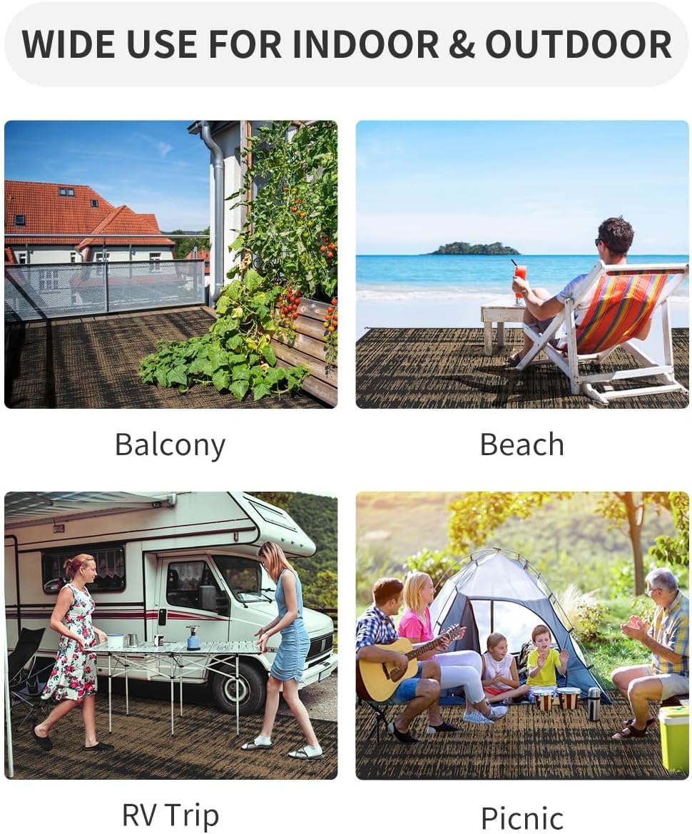 Outdoor Rug Waterproof 8x10 ft Outdoor Carpet Patio Rug Mat Reversible RV Camping