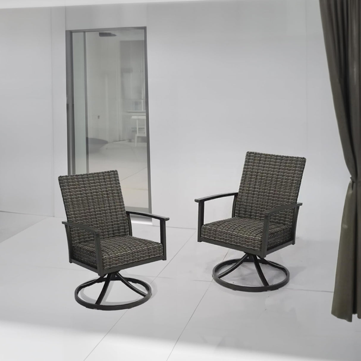 Nantucket All Weather Woven Swivel Rocker Chairs Outdoor Dining