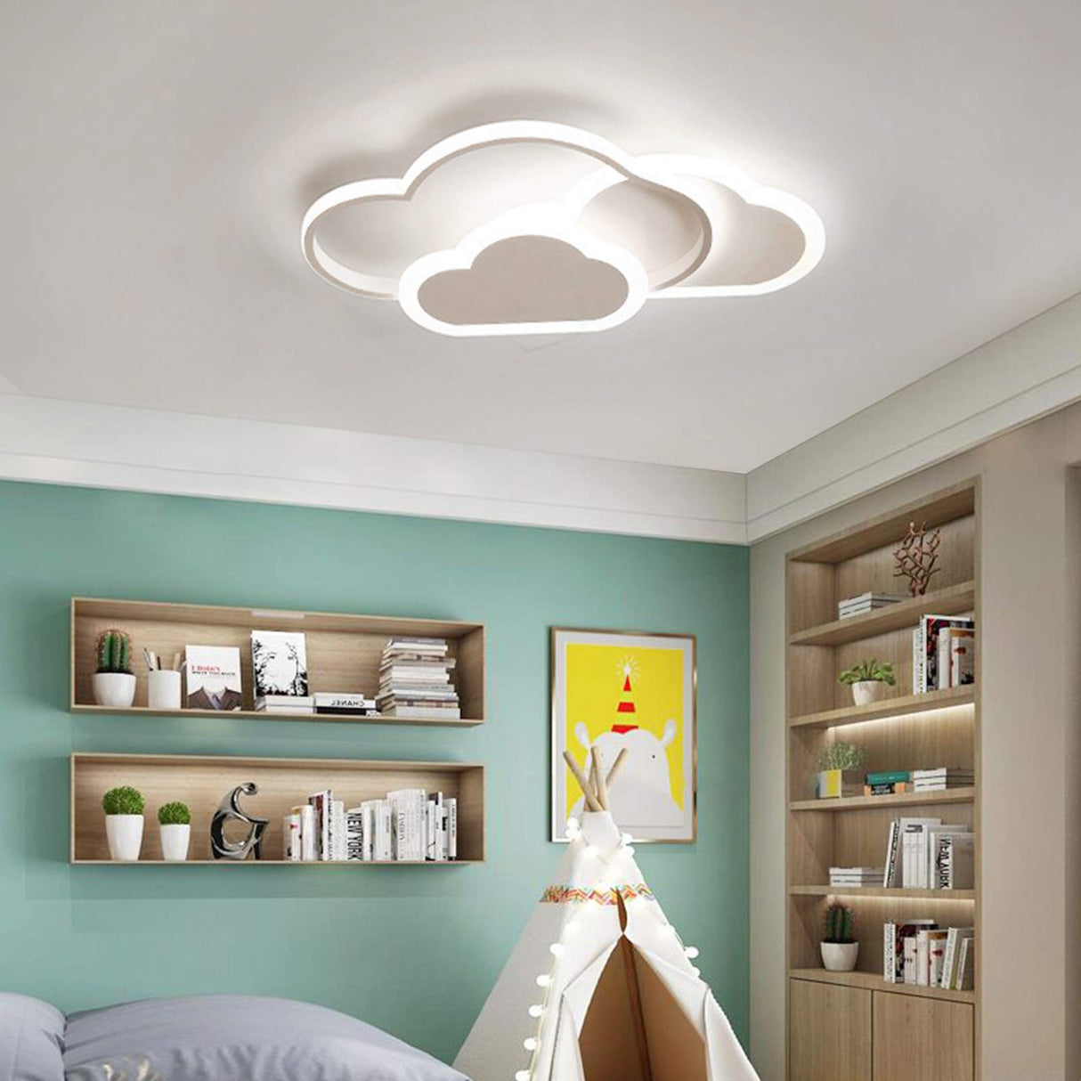 Dimmable LED Cloud Ceiling Light - Modern Flush Mount Lamp for Kids Room