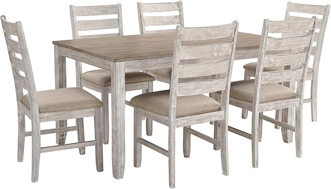Caitbrook Rustic 7 Piece Dining Set, Include Table and 6 Chairs, Gray