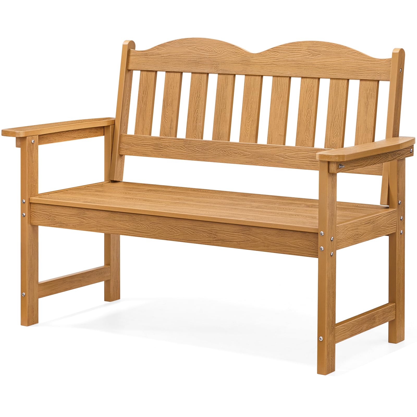 Outdoor Bench, 2-Person Poly Lumber Garden Bench with 800 lbs Weight Capacity