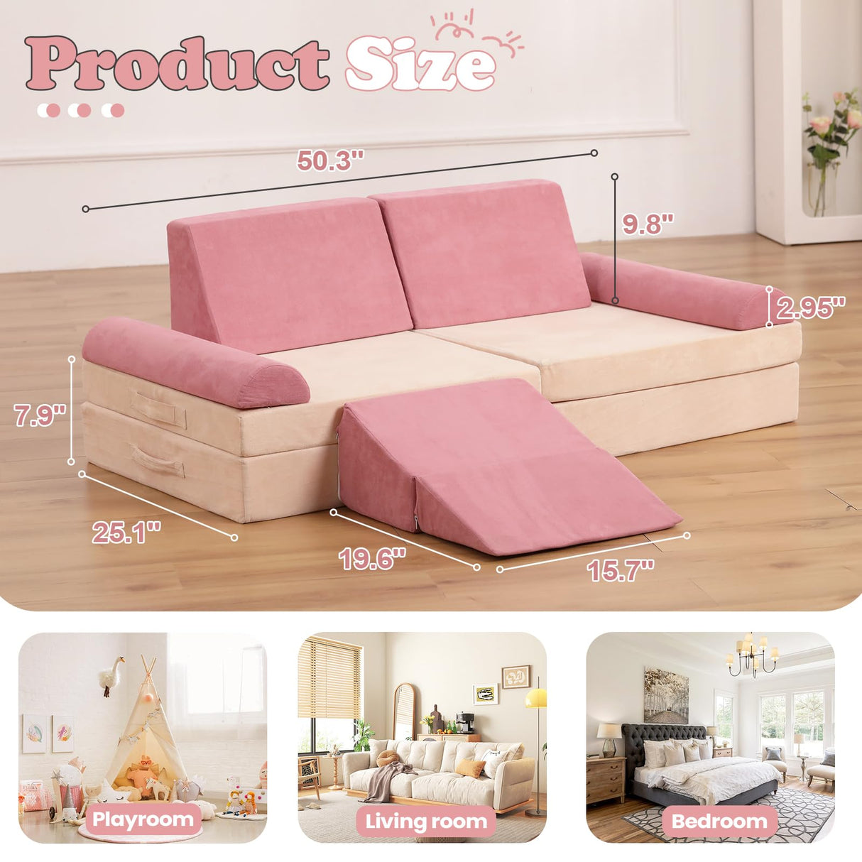 Kids Couch, 9 PCS Play Couch Sofa for Kids Imaginative Furniture Play Set