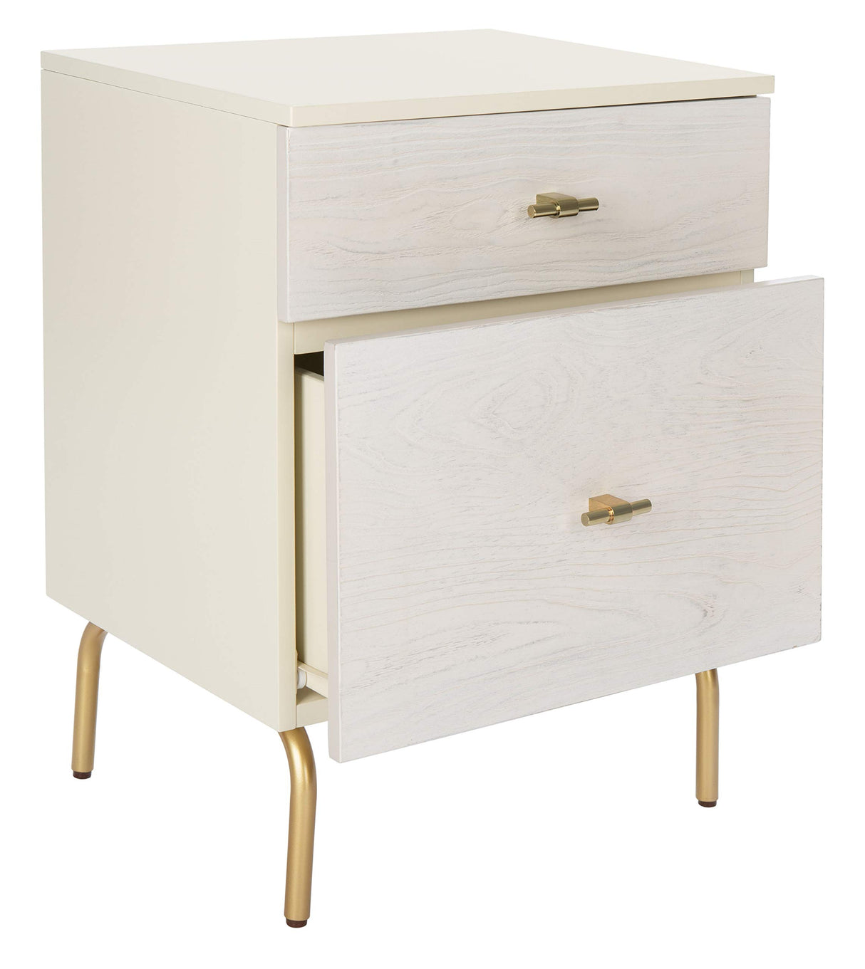 Home Collection Genevieve Cream/White Washed 2-Drawer Nightstand