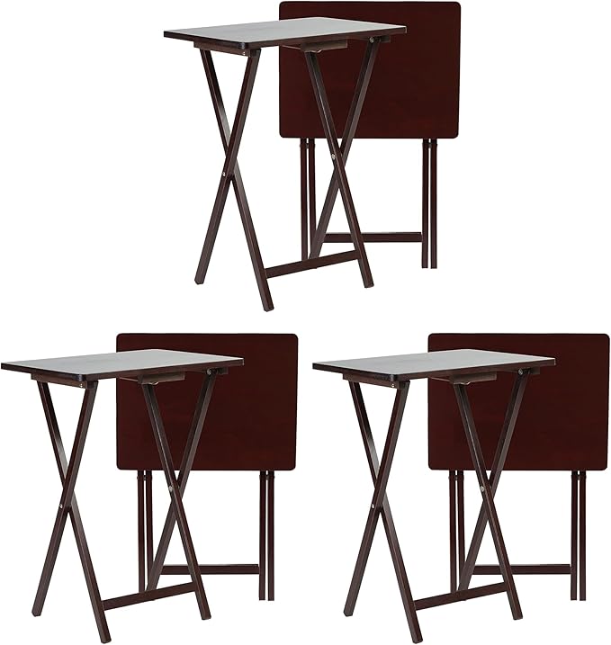 Black Wooden Folding TV Tray Tables - Portable Snack Table Set (2–10 pcs)