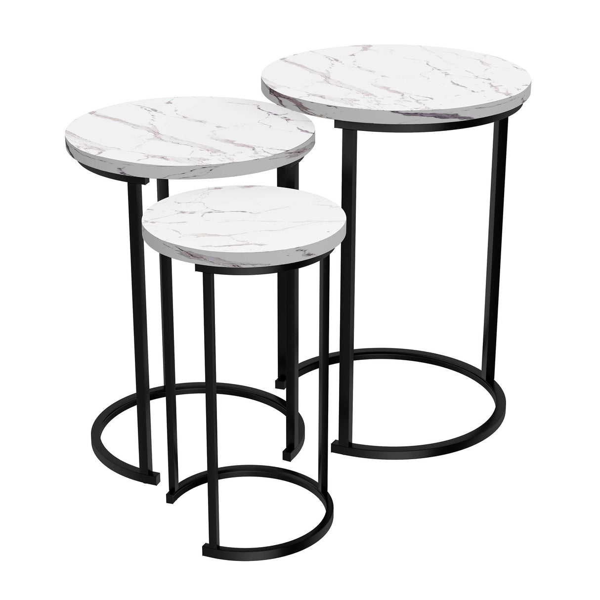 Nesting Tables - Set of 3 Round Side Tables for Living Room, Bedroom, or Home Office