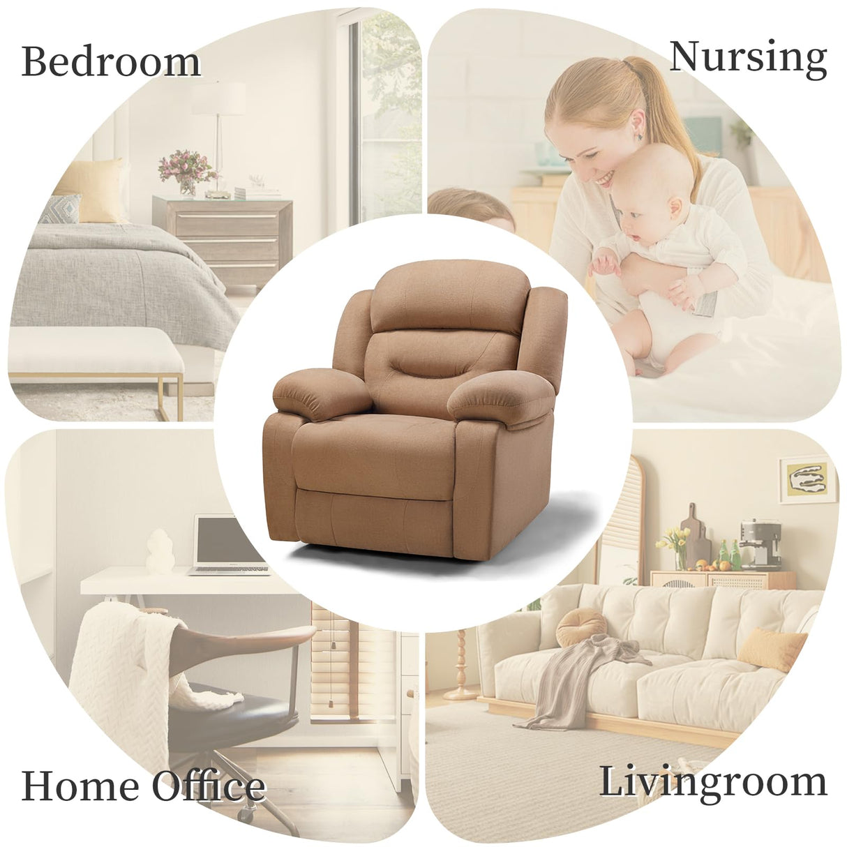 Rocking Recliner Chair with Massage, Overstuffed Recliner Chair Rocking