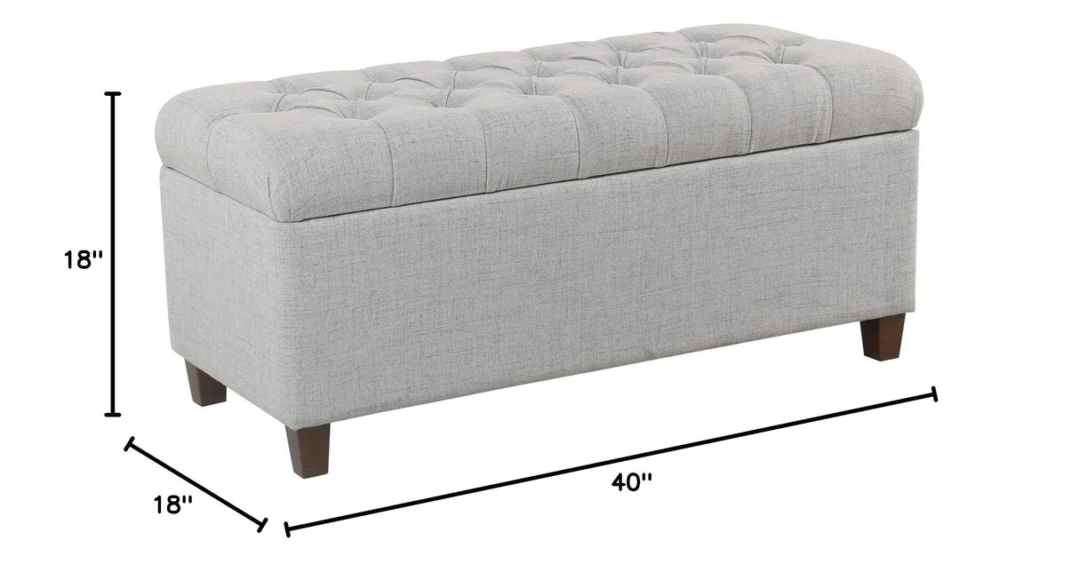 Fabric Upholstered Button Tufted Wooden Bench with Hinged Storage