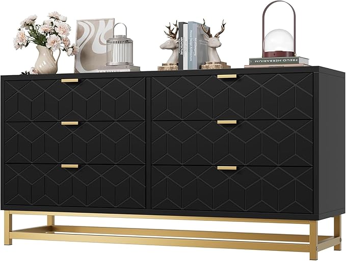 White 6 Drawer Dresser for Bedroom, 53.5" Large Dresser