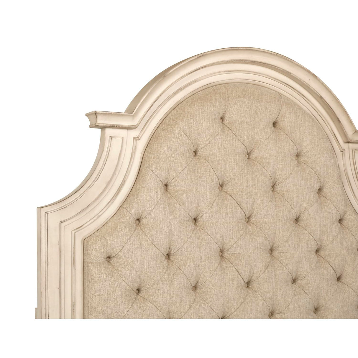 Anastasia Solid Wood Queen Bed - Antique White Finish