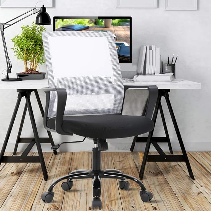 Ergonomic Office Chair Desk Chair Mid Back Computer Chair with Lumbar Support & Armrest Breathable
